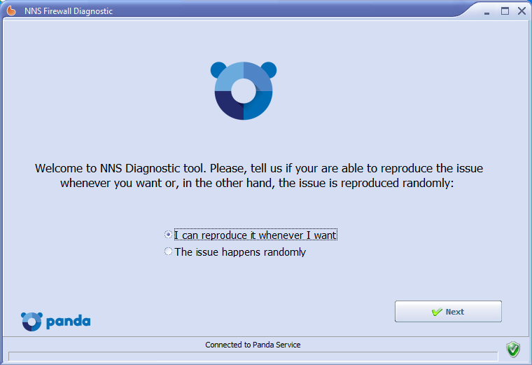 The  NNS Firewall Diagnostic window.