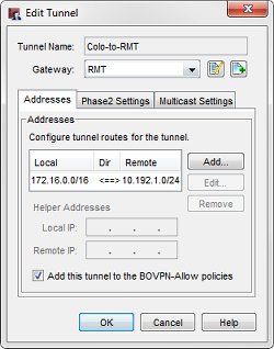 Screen shot of the Colo-to-RMT tunnel configuration