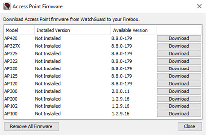 Screen shot of Firebox System Manager - GWC Firmware downloads