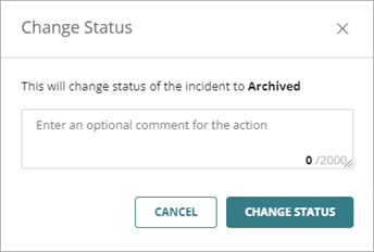 Screenshot of Change Status dialog box