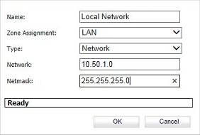 Screen shot of the address object settings