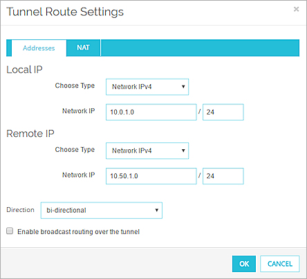 Screen shot of the BOVPN tunnel configuration