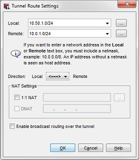 Screen shot of the Tunnel Route Settings dialog box