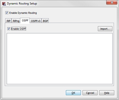 Screen shot of the OSPF tab
