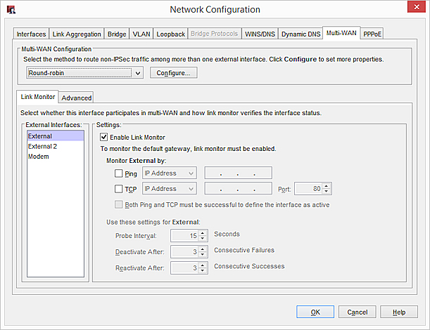 Screen shot of the Round-robin option configuration
