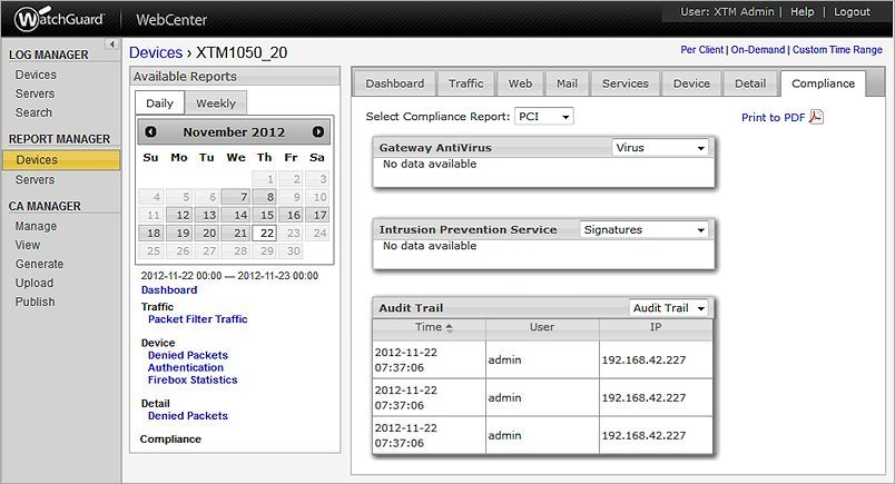 Screen shot of a PCI Compliance report