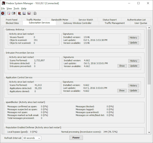 Screen shot of the FSM Subscription Services tab