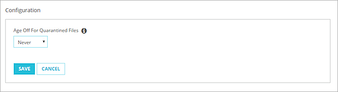 Screen shot of the Age Off For Quarantined Files setting