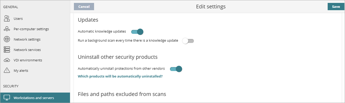 Screen shot of WatchGuard Endpoint Security, Signature updates