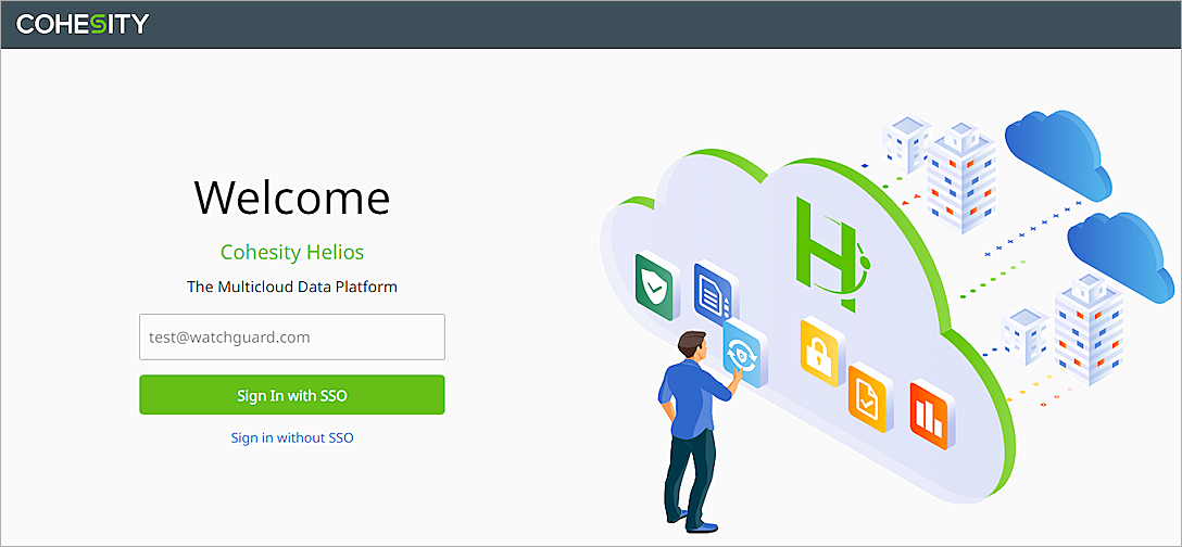 Screenshot of the Cohesity log in page.