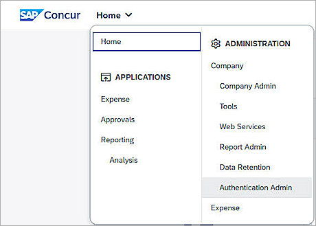 The screen shot of Authentication admin