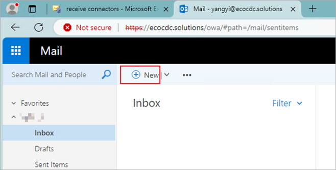Screenshot of the Microsoft Outlook Inbox page