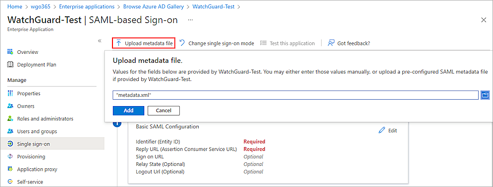 WatchGuard Account SSO Integration with Azure Active Directory