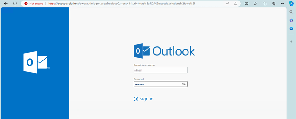 Screenshot of the Microsoft Outlook page