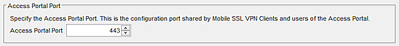 Screen shot of the Access Portal Port settings