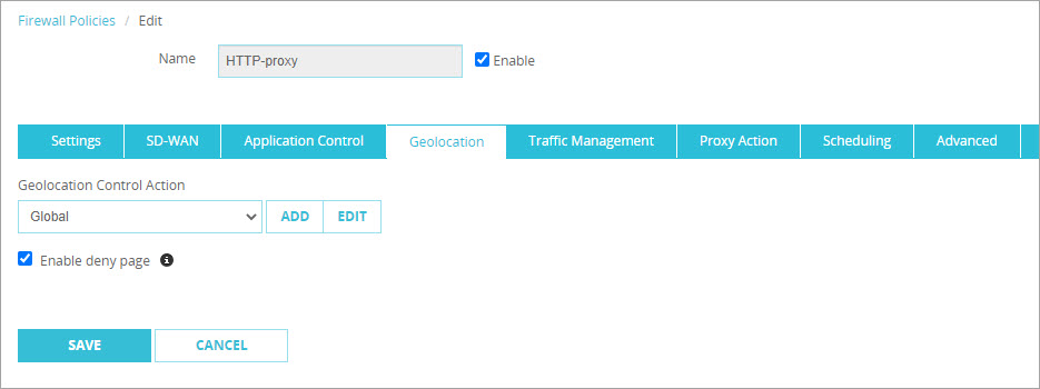 Screenshot of the Geolocation tab in a HTTP-proxy policy.