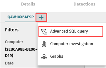 Screenshot of Advanced SQL Query tool menu