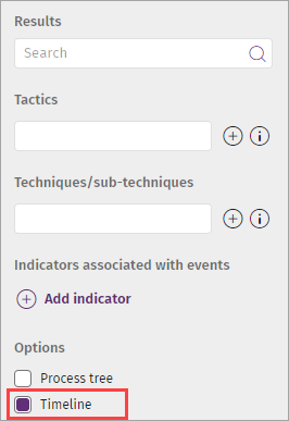 Screenshot of the timeline setting in Filters section