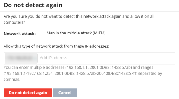 Screen shot of Do Not Detect Again dialog box