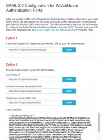 Screenshot of SAML configuration dialog box.