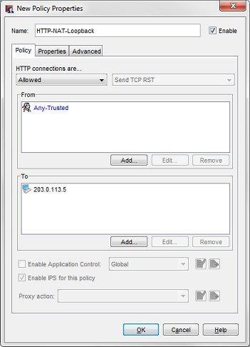 Screen shot of the New Policy Properties dialog box