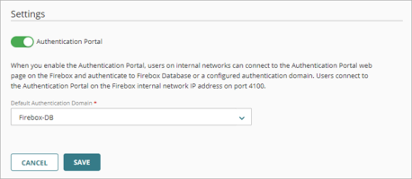 Screen shot of the Firebox Authentication Settings page