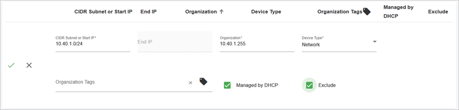 Screenshot of the Exclude Address Ranges From Monitoring option to monitor network traffic