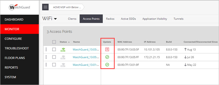 WatchGuard Discover AP Device Upgrade Indicator