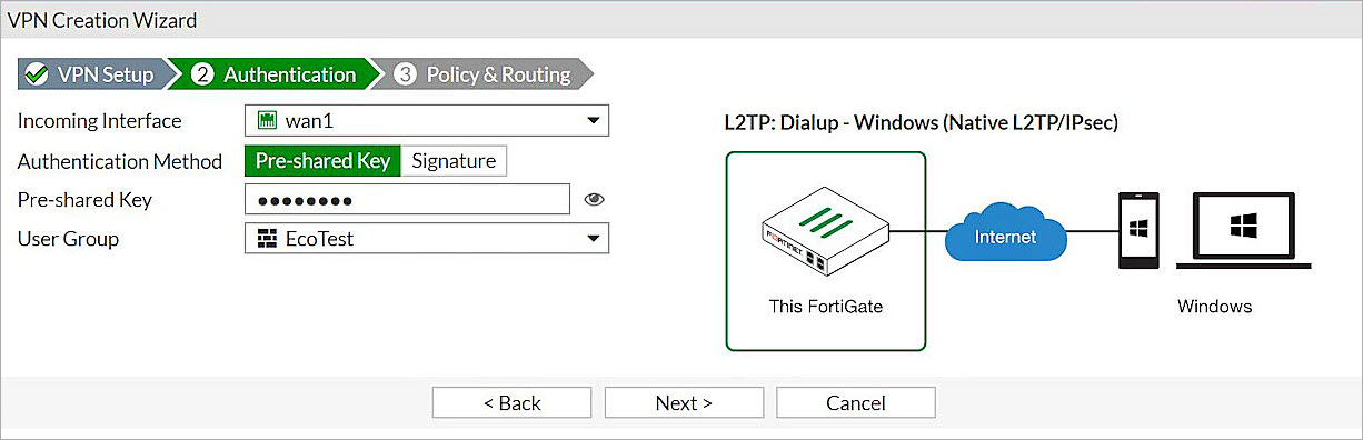 fortinet vpn client same subnet