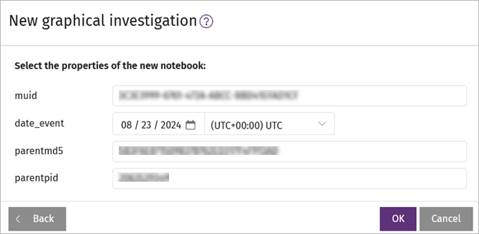 Screenshot of properties of the new notebook for process tree template