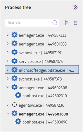 Screenshot of the process tree