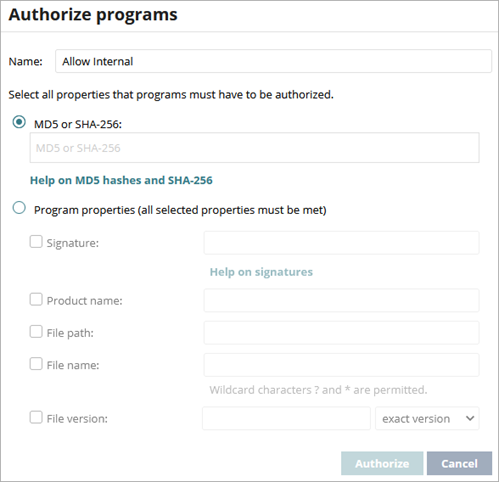 Screenshot of Authorize Programs