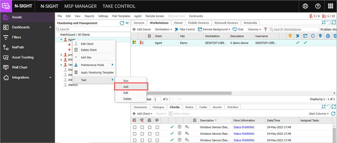 Tasks and Automatic Deployment in N-able N-sight