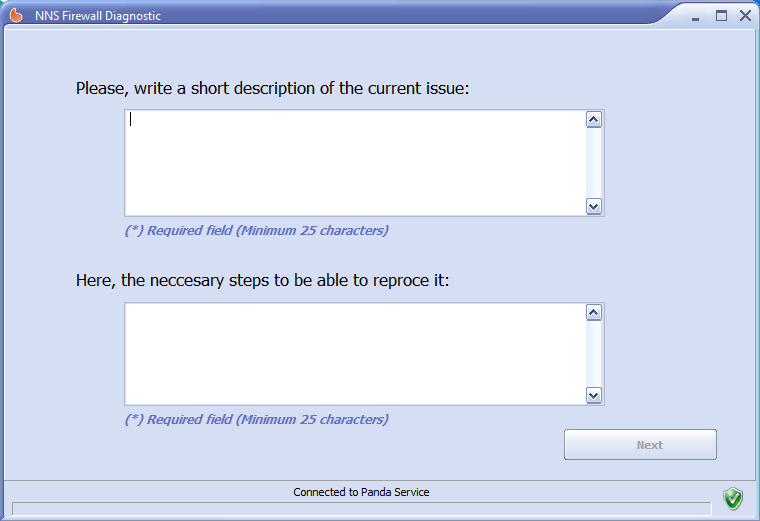 The  NNS Firewall Diagnostic window.