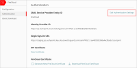 Screenshot of the FireCloud authentication page with the optino to edit authentication settings highlighted.