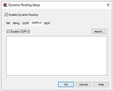 Screen shot of the OSPFv3 tab