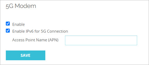 Screen shot of the Network > 5G Modem page in Fireware Web UI