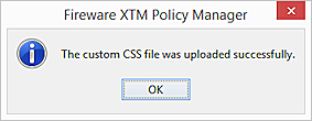 Screen shot of the custom CSS file upload confirmation message