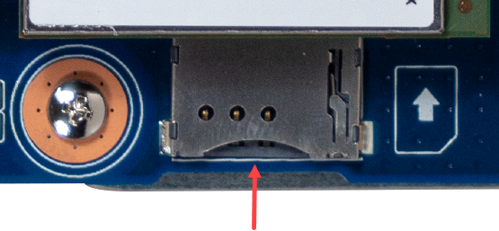 Image of the SIM card installation on the LTE module