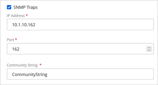 Screen shot of the SNMP Traps configuration for access points managed by WatchGuard Cloud