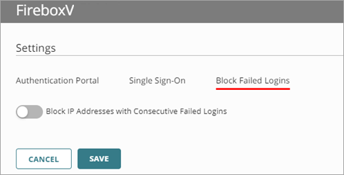 Screenshot of the toggle for Block Failed Logins