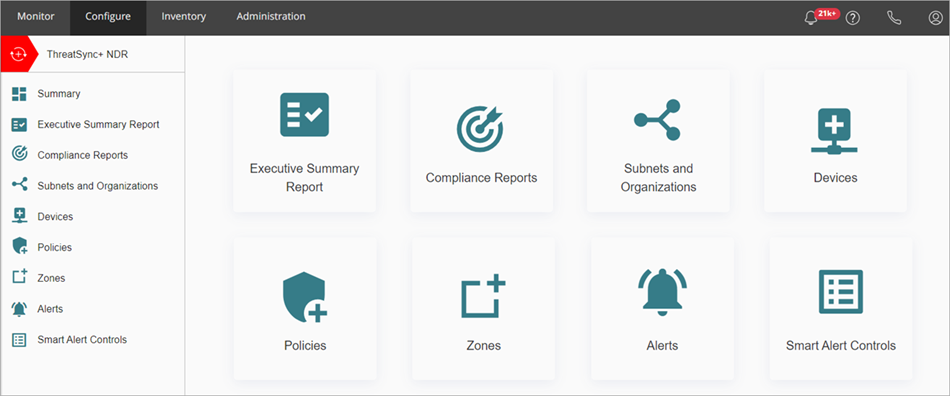 Screen shot of ThreatSync+ NDR, Summary page