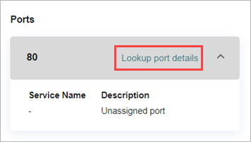 Screenshot of the Ports section on the Known Actor pane