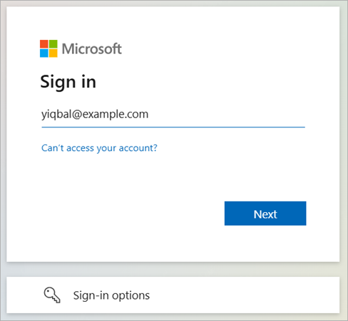 Screenshot of the Microsoft Login page