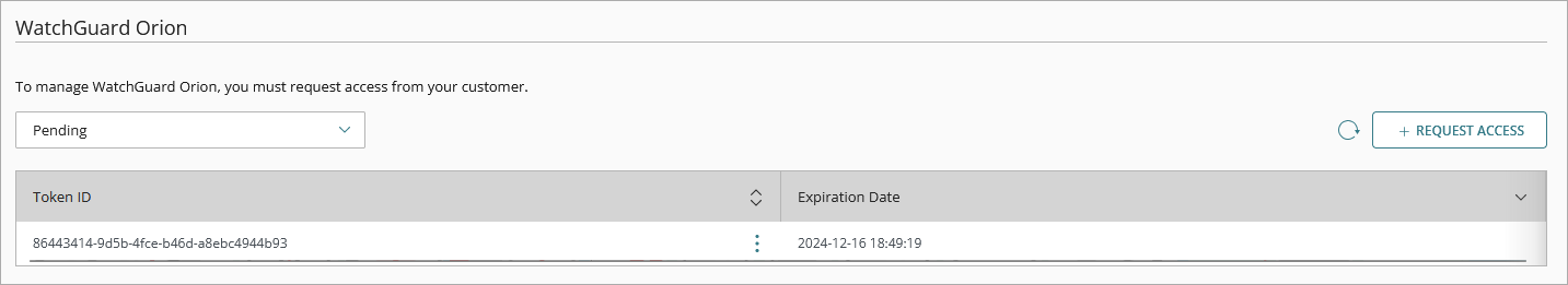 Screen shot of Managed Access page in WatchGuard Cloud, WatchGuard Orion section