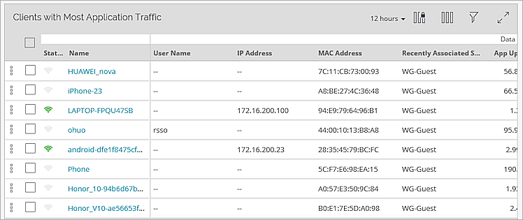 Screen shot of Application Visibility details for an application