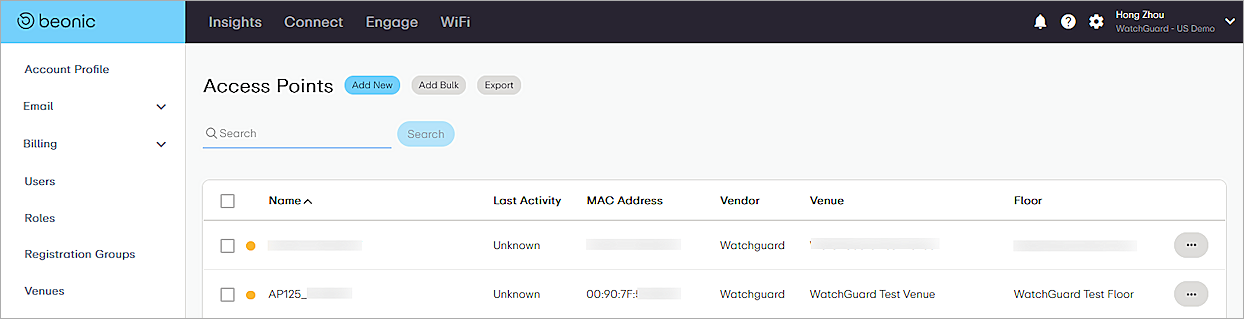 Screen shot of the Beonic Access Point configuration