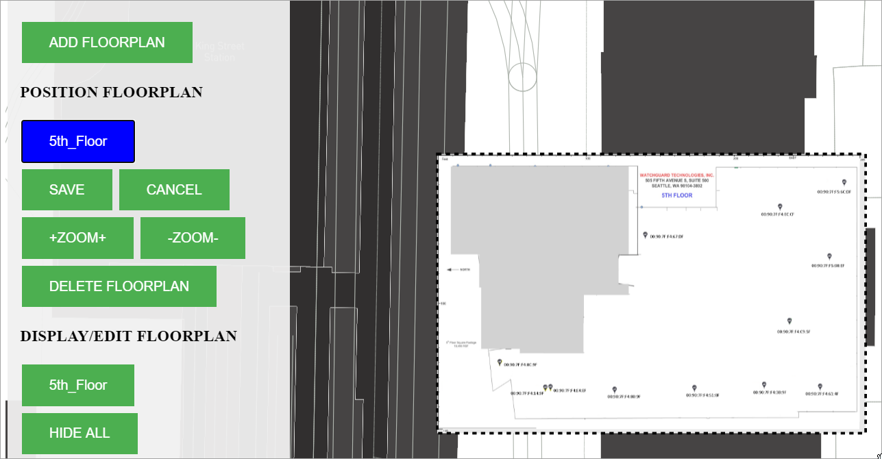 Screenshot of the Tasoglas position floorplan page