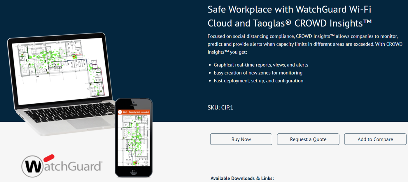 Screenshot of the subscription page for Taoglas Crowd Insights