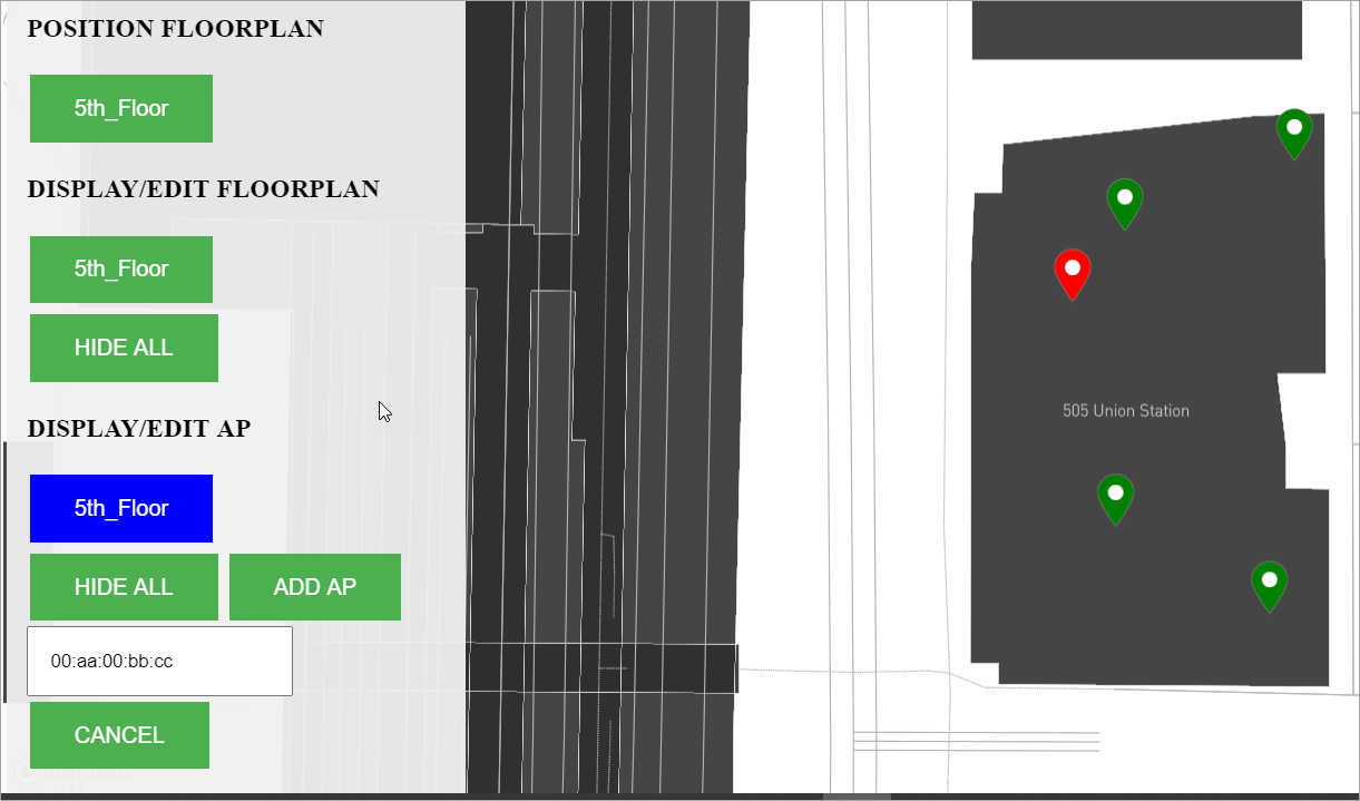 Screen shot of the Add AP screen in Taoglas Crowd Insights